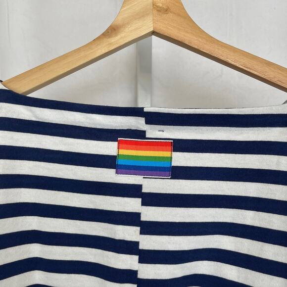 J.CREW x CHRISTOPHER JOHN ROGERS Mariner Cloth Boatneck Top Striped Navy 3X Plus - Picture 6 of 11